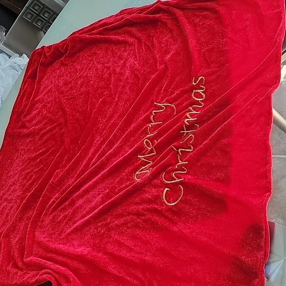 Christmas. Santa's velvet red bag. With bells and golden drawstring. - Picture 1 of 6